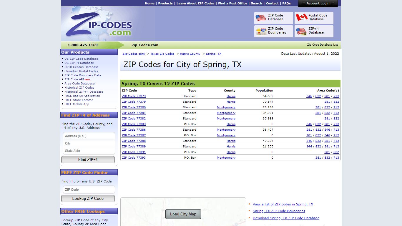 All Zip Codes in Spring TX