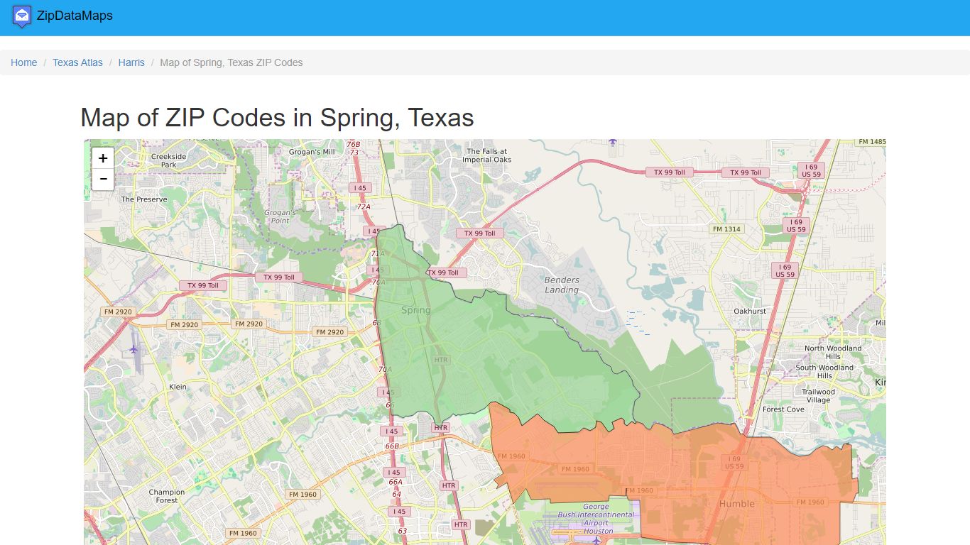 Map of All ZIP Codes in Spring, Texas - Updated August 2022