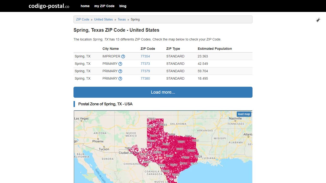 Spring, Texas ZIP Code - United States