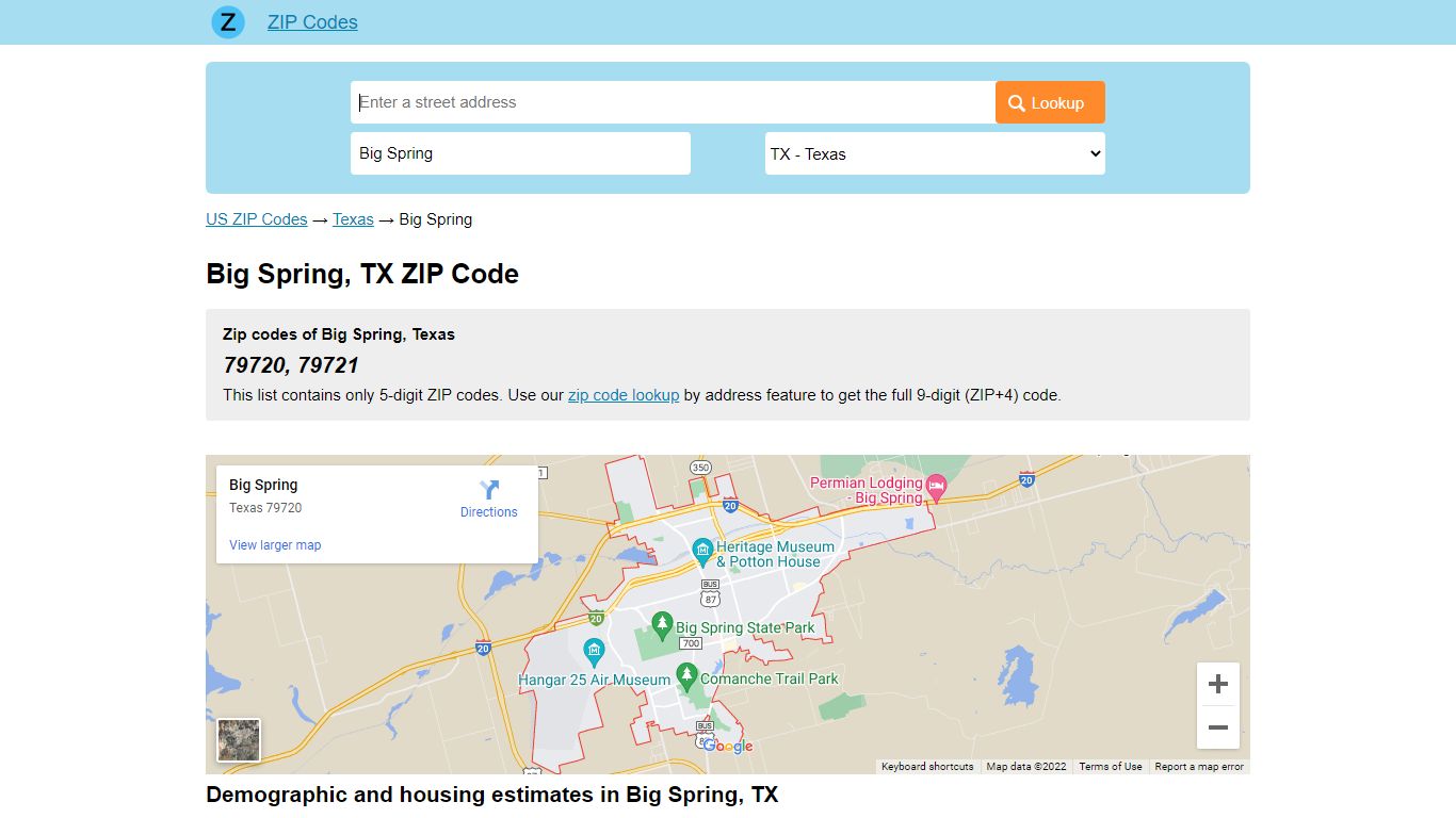Big Spring, Texas ZIP Codes