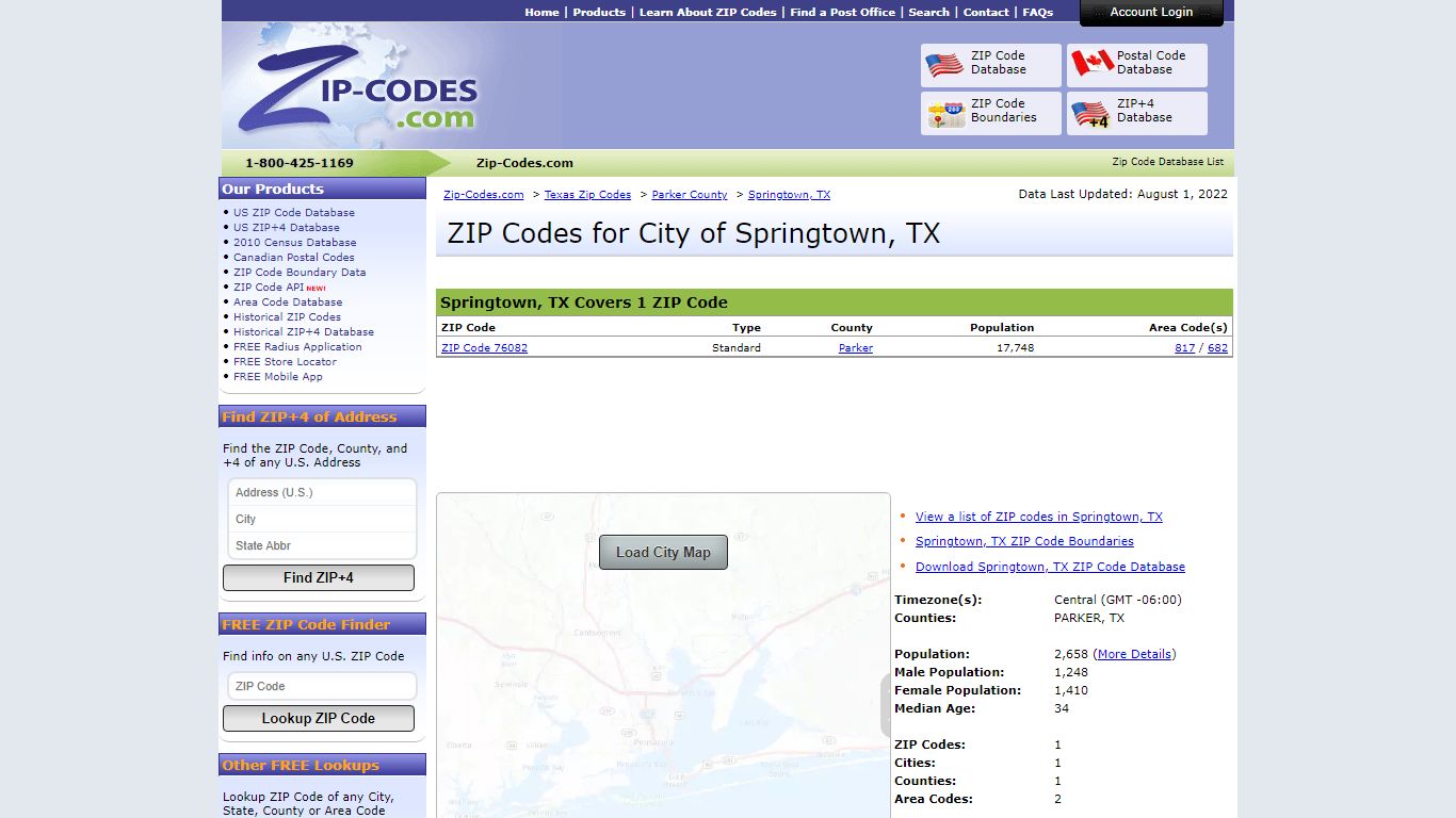 All Zip Codes in Springtown TX